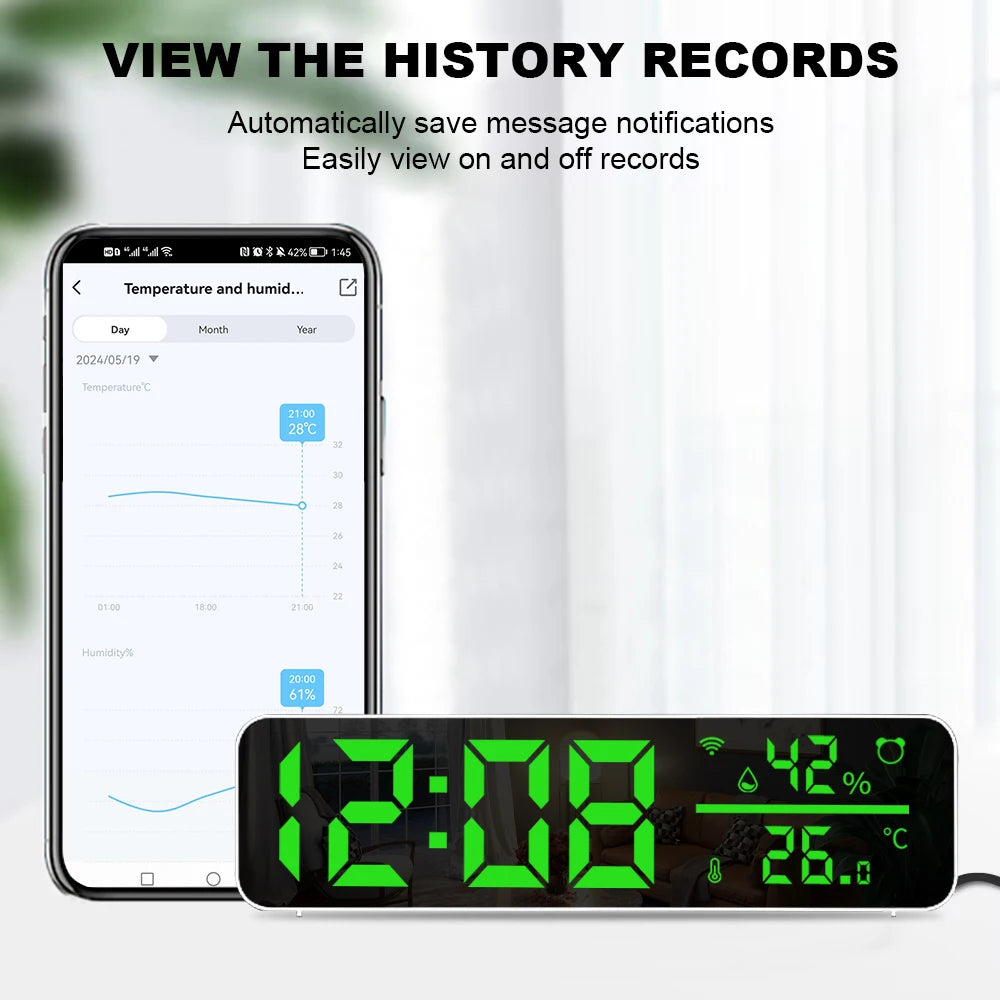 Tuya WiFi or ZigBee Temperature and Humidity Smart Home Thermometer Hygrometer APP Remote Alarm Work with Alexa Google Home