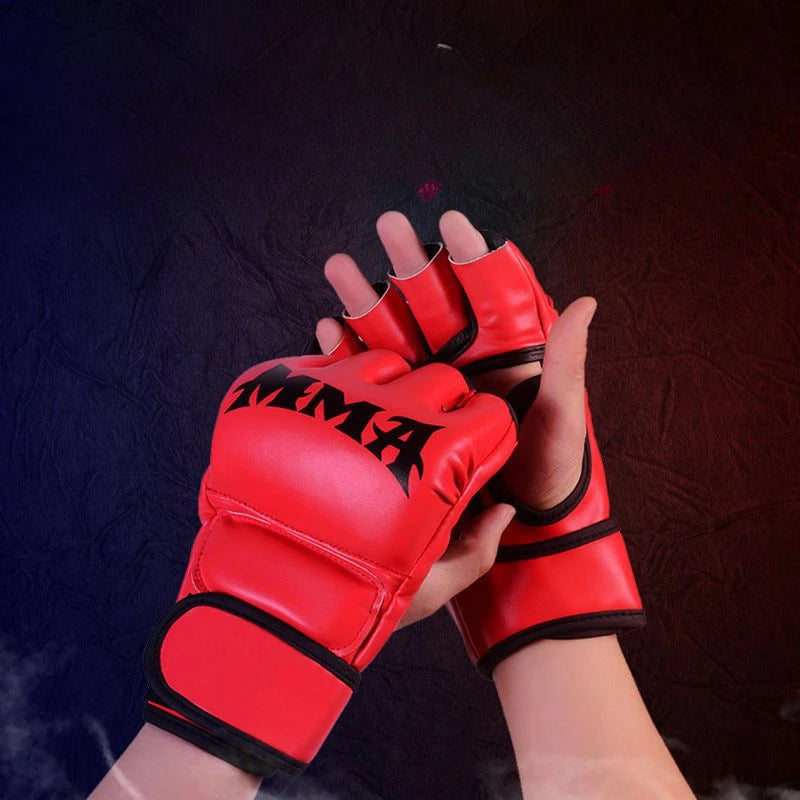 Guantes de boxeo profesionales para adultos 2024, guantes de boxeo de entrenamiento con saco de arena de combate, guantes de medio dedo para Sanda, Muay Thai, MMA, Kickboxing