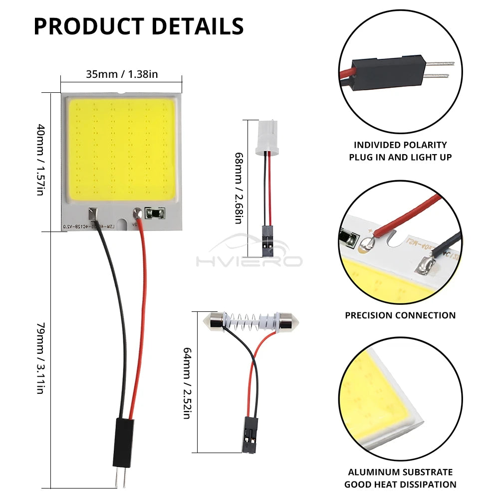 White Red T10 W5w Cob 24SMD 36SMD 48SMD Car Led Clearance License Panel Lamping Auto Interior Reading Bulbs Trunk Festoon Light