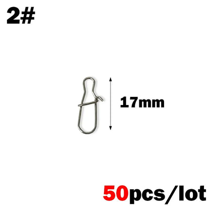 OUTKIT 50PCS Stainless Steel Pin Swivel Fishing Accessories Connector Lure Clip Rolling Swivels Sea Fishing Tackle