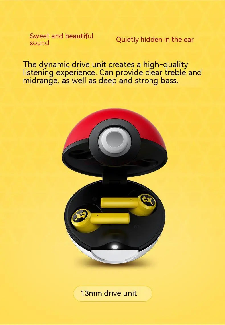 Pokemon Pikachu Earphones Wireless Bluetooth 5.0 Razer Sport Noise Reduction Headphones Touch Control Microphone Universal Gifts