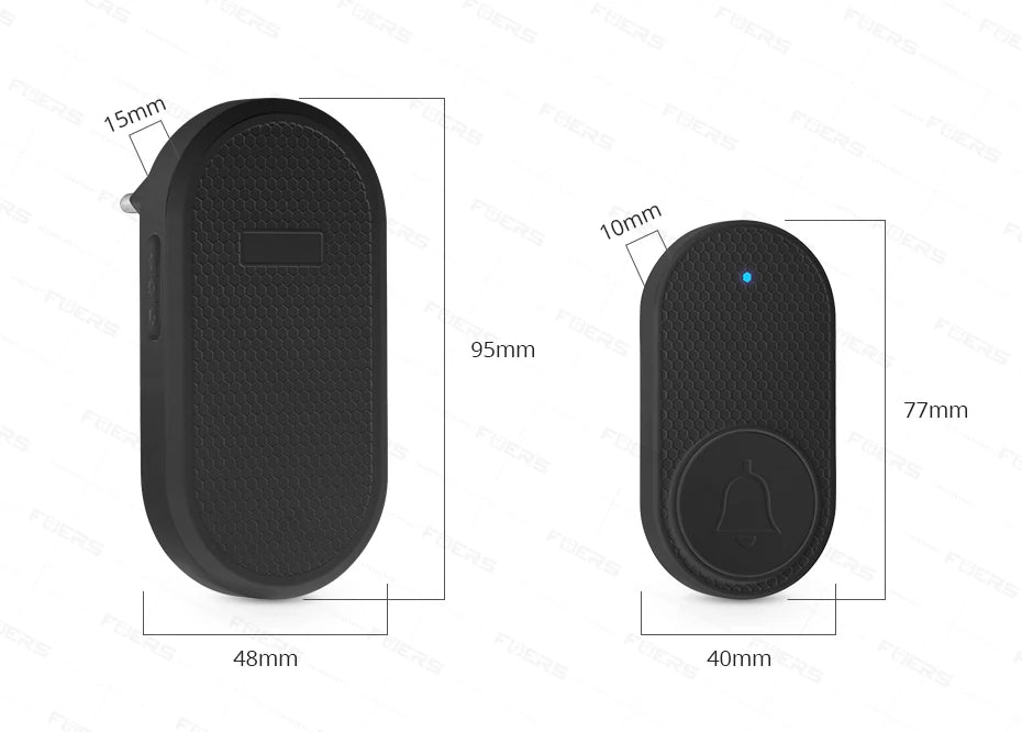 Timbre inalámbrico resistente al agua, timbre de bienvenida para el hogar, timbre inteligente con 32 canciones, alarma con melodías inteligentes y batería - Fuers M558