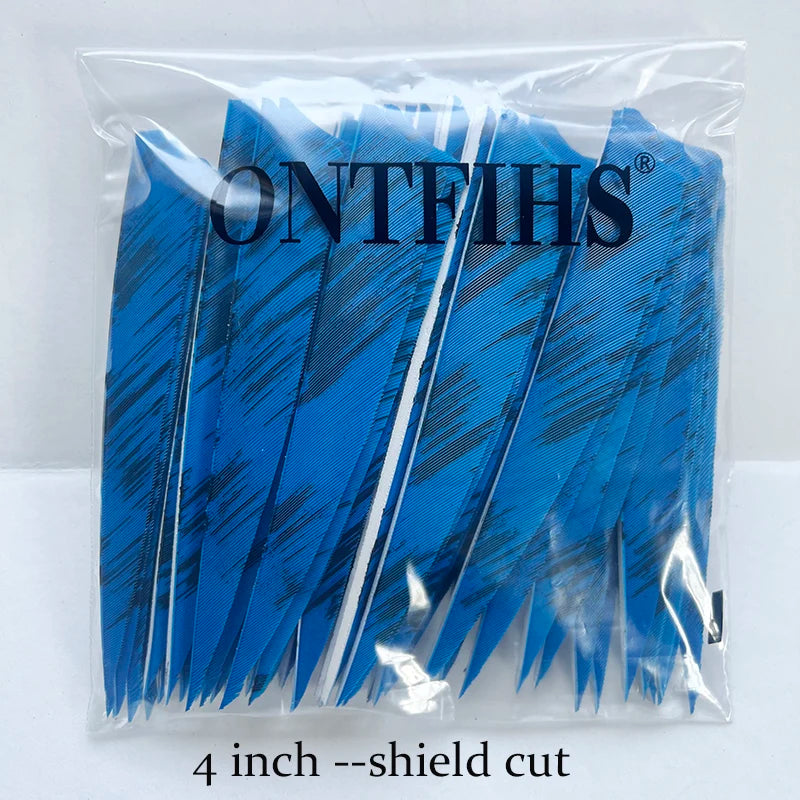 25 Pcs 4 Inch Hunting Arrow Feather Shield Cut Archery Real Turkey Cut Fetches Feathers for Arrows DIY