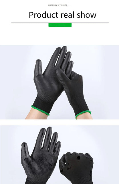 10 Pairs Durable Safety Gloves - Anti-Slip, Wear-Resistant, ESD Protection for Gardening & Woodworking