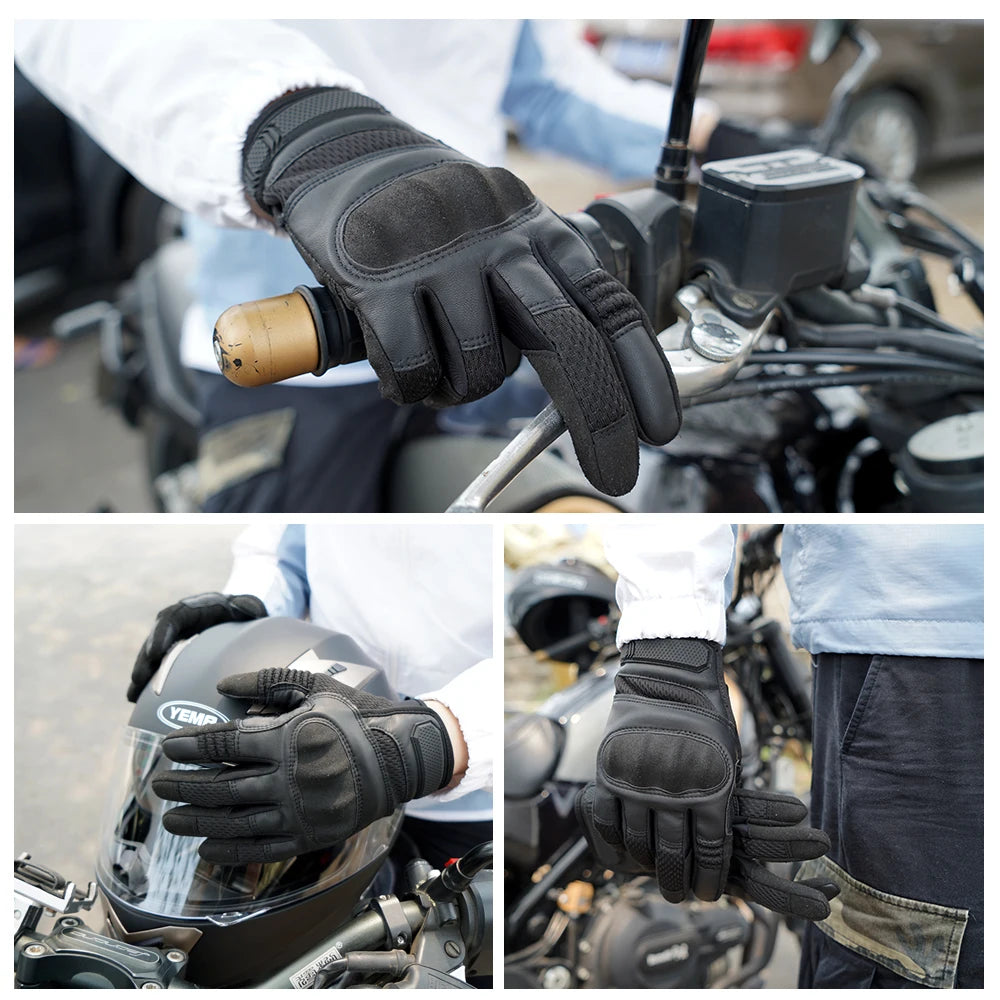 Guantes tácticos de cuero PU con pantalla táctil para ciclismo, de carcasa dura, para senderismo, combate, caza, airsoft, conducción, bicicleta, antideslizantes