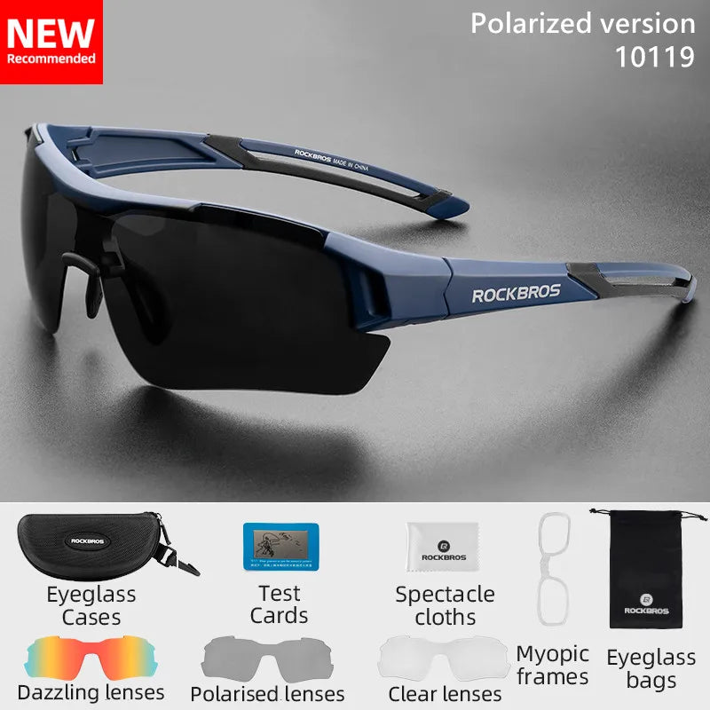 Gafas de ciclismo polarizadas ROCKBROS, gafas de sol deportivas para hombre, gafas de protección para ciclismo de montaña o carretera, 5 lentes