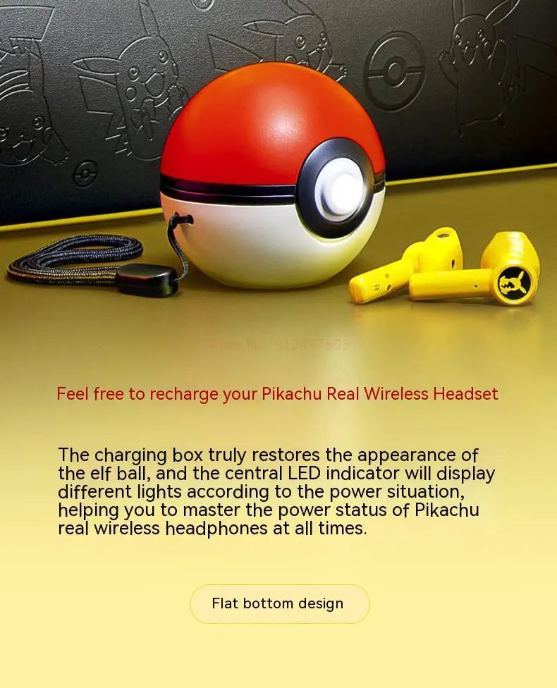 Pokemon Pikachu Earphones Wireless Bluetooth 5.0 Razer Sport Noise Reduction Headphones Touch Control Microphone Universal Gifts