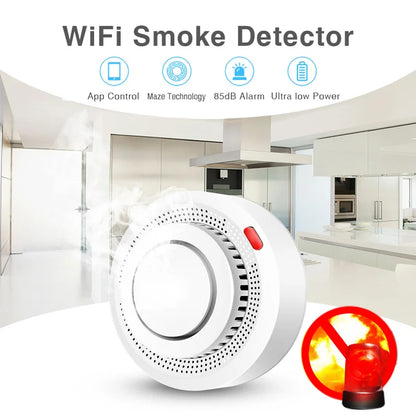 Alarma de humo WiFi Tuya Detector de humo de protección contra incendios Casa de humo Alarma contra incendios combinada Sistema de seguridad para el hogar Bomberos