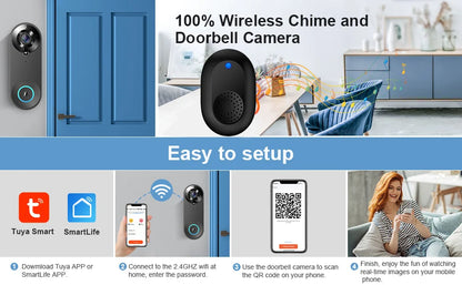 1080P Wireless Video Doorbell Camera WiFi Smart Door Bell Tuya Smart Home Security Motion Detect Night Vision Intercom Doorbell