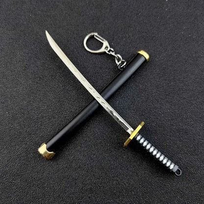 Mini Roronoa Zoro Samurai Sword Keychain Anime  Plastics Scabbard Key Chain Ring Katana Buckle for Men Cosplay Toy Jewelry Gift