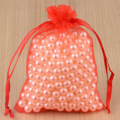 100 piezas 24 colores bolsa de embalaje de joyería 5*7 7*9 9*12 10*15 cm bolsas de organza almacenamiento de regalo bolsas de cordón de boda al por mayor