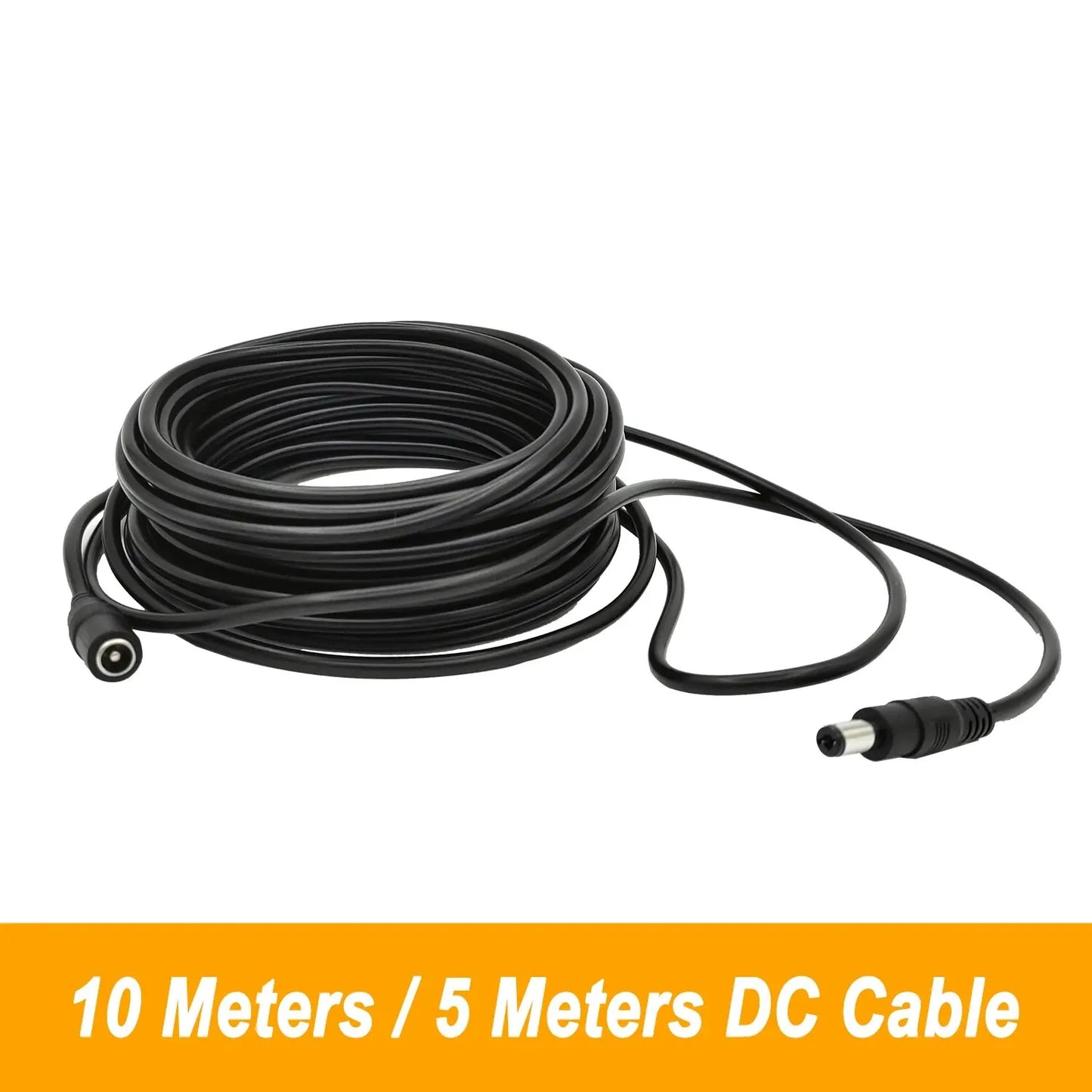 Cable de extensión de alimentación de 5 m y 10 m de CC de 12 V, conector de 5,5 mm x 2,1 mm, macho a hembra, para lámpara LED, cámara de seguridad CCTV, cable de alimentación negro