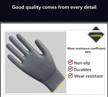 10/20 Pair Logo Free Polyurethane Gloves Safety Work Gloves Repair Gloves Palm Coated Gloves Carpenter Repairman Supplies