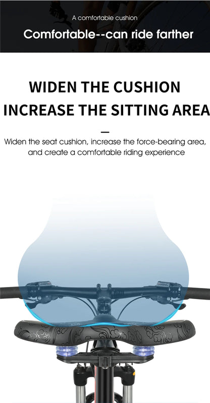Sillín de bicicleta ergonómico WEST BIKING para ciclismo de larga distancia, con cojín ancho y grueso, cómodo sillín para bicicleta de montaña y turismo
