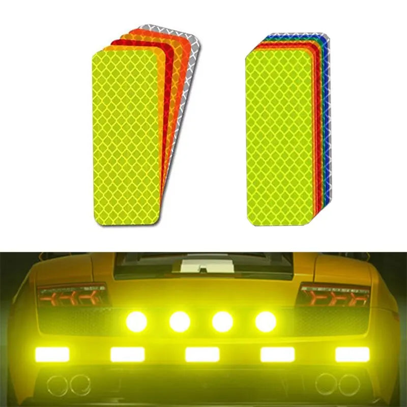 10pcs 3*8cm Car Bumper Reflective Stickers Reflective Warning Strip Tape Secure Reflector Stickers Decals Safety Warning