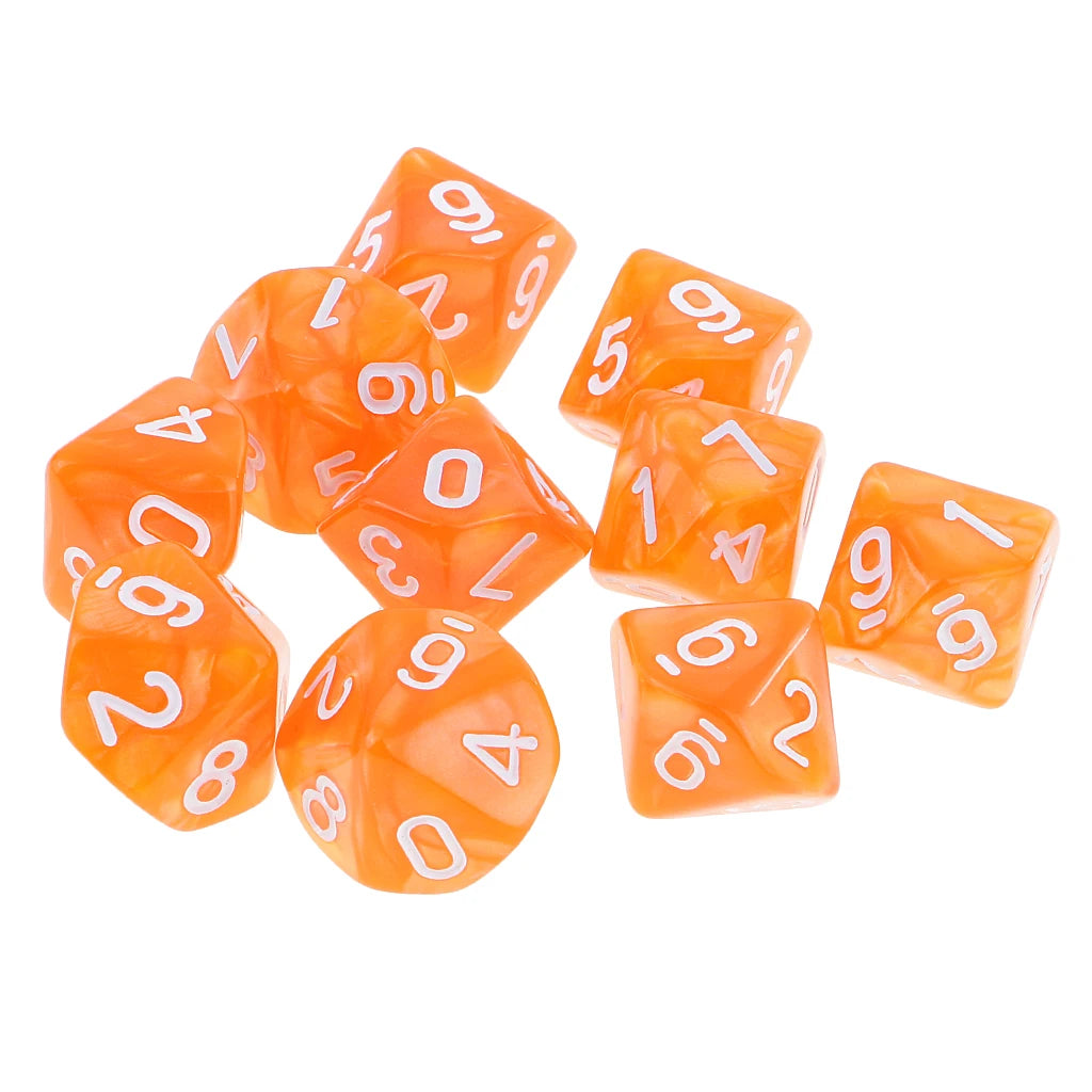 10 dados poliédricos de 10 caras D10 D8 para juegos de rol de 16 mm, dados familiares