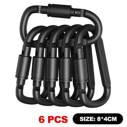 6pcs Carabiner Set For Key Camping Survival EDC Outdoor Keychain Clip Alloy Aluminum Tactical Caribiner Hook Karabiners