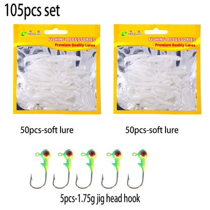 Hengjia 50pcs/Lot 4.5CM Small Soft Worm Swimbait T Tail Silicone Bait Wobbler Fishing Tackle for Carp Bass Pike