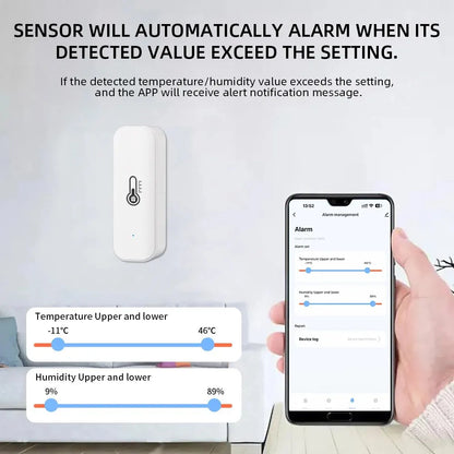 Tuya WiFi or ZigBee Temperature and Humidity Smart Home Thermometer Hygrometer APP Remote Alarm Work with Alexa Google Home