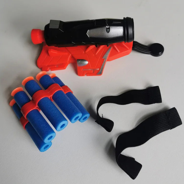 Lanzador de balas blandas con pulverizador de muñeca y guantes, pistola de juguete para lanzar bombas blandas, juegos al aire libre