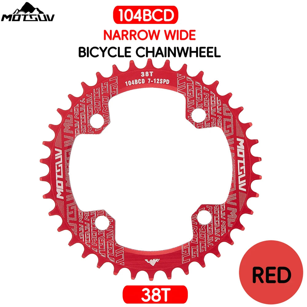 Bicycle Crank 104BCD Round Shape Narrow Wide 32T/34T/36T/38T MTB Chainring Bicycle Chainwheel Bike Circle Crankset Single Plate