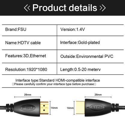 FSU HDMI-compatible Cable Video Cables Gold Plated 1.4 4K 1080P 3D Cable for HDTV Splitter Switcher 0.5m 1m 1.5m 2m 3m 5m 10m