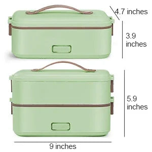 Self Cooking Electric Lunch Box, Portable Food Warmer for On-the-Go,Rice Cooker 2 Layers 800ML Heated Lunch Box for Home Office