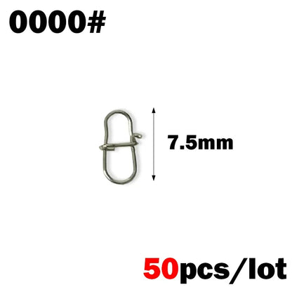 OUTKIT 50PCS Stainless Steel Pin Swivel Fishing Accessories Connector Lure Clip Rolling Swivels Sea Fishing Tackle