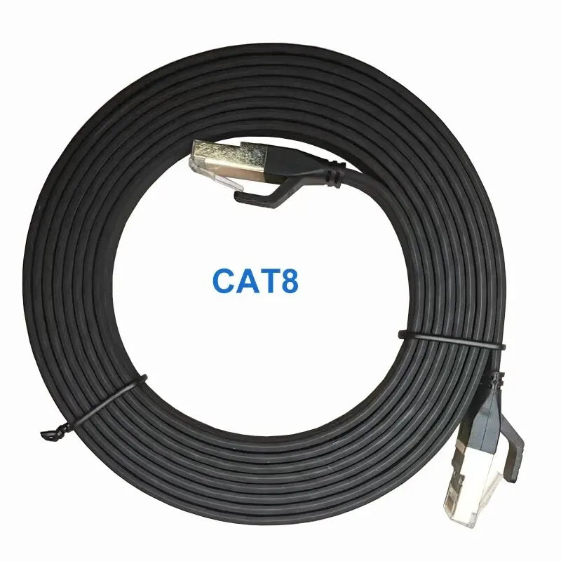 Cat8 Ethernet Cable Flat Lan Cable High Speed RJ45 40Gbps 2000Mhz For Home Networking Router Modem Computer PC And Laptops 1-10M