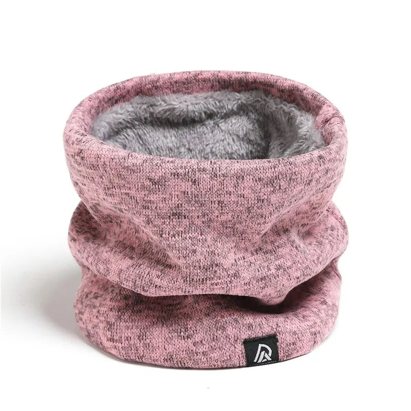 Unisex Solid Plush Warm Winter Ring Scarf Women Men Knitted Full Face Mask Snood Neck Scarves