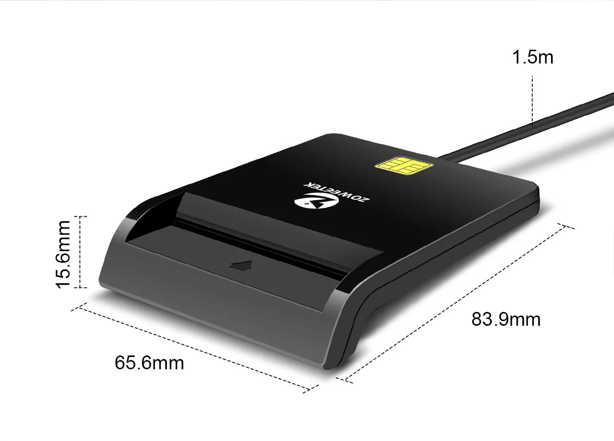 Zoweetek USB ID Smart Card Reader Electronic DNI Reader for ISO 7816 EMV IC DNIE Chip DNI Smart Card ZW-12026-1