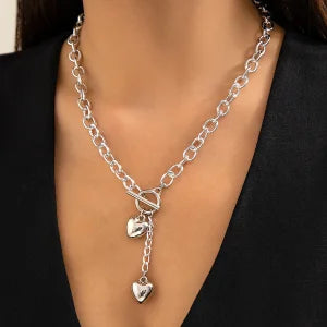 Stainless Steel Heart Pendant Chain Necklace for Women Stylish Trend Girls Neck Choker Jewelry Gifts Waterproof