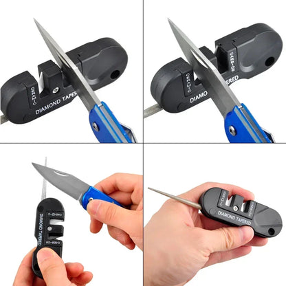 4-in-1 Portable Tungsten Ceramic Carbide Knife Whetstone Sharpener Sharpen Fish Hook Pocket Diamond Tool Camp Hike outdoor