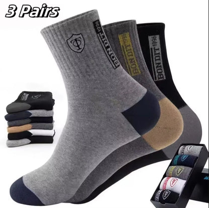 5 Pairs Of Men's Socks, Autumn And Winter Vintage Fun Fashion Athletic Socks, Sports Trend Socks