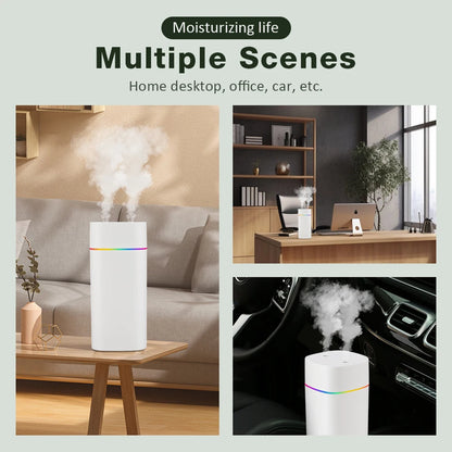 Air Humidifier USB Double Spray Port Essential Oil Aromatherapy Mute Atomizer Portable Colorful Lights 600ML Mini Humidifier