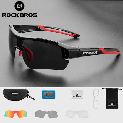 Gafas de ciclismo polarizadas ROCKBROS, gafas de sol deportivas para hombre, gafas de protección para ciclismo de montaña o carretera, 5 lentes