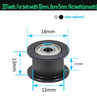 GT2 Idler Timing Pulley 16-tooth 20-Teeth with 3mm or 5mm Bore with Bearings for 3D Printer Parts Timing Belt 6mm 10mm