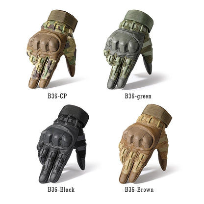 Guantes tácticos con pantalla táctil y carcasa rígida para caza al aire libre, airsoft, combate, tiro, senderismo, ciclismo, deportes, cuero sintético, equipo antideslizante