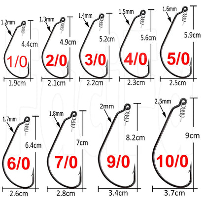 20pcs Wide Gap Worm Fishing Hooks Jig Crank Big Bass Hook Black High Carbon Steel Crank Barbed Hook for Soft Fishing Lure