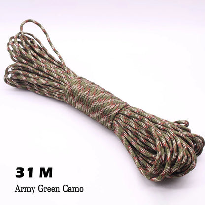 31M Paracord Cord 7 Cores 550 Tactical Rope Dia 4mm for Outdoor Camping Survival Lanyard Parachute Rope Hiking Tent Accessories