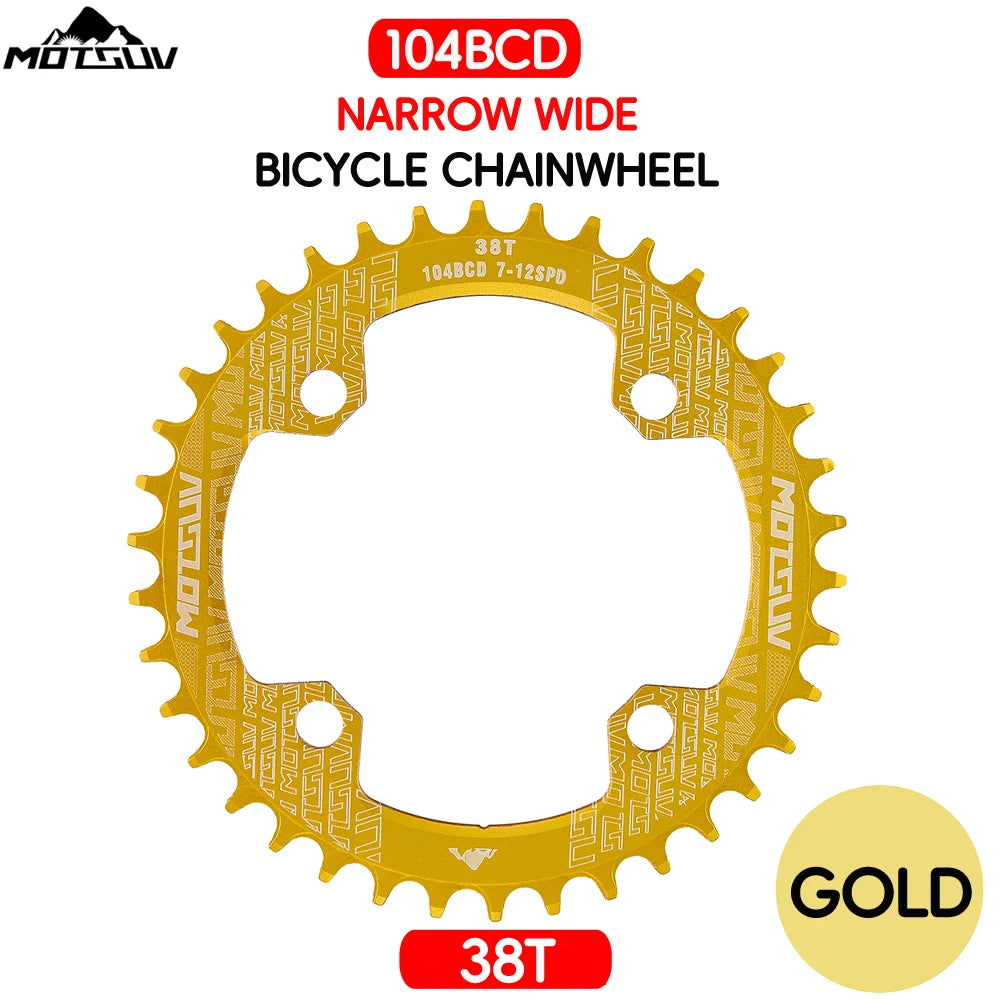 Bicycle Crank 104BCD Round Shape Narrow Wide 32T/34T/36T/38T MTB Chainring Bicycle Chainwheel Bike Circle Crankset Single Plate