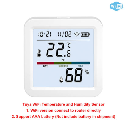 Tuya WiFi or ZigBee Temperature and Humidity Smart Home Thermometer Hygrometer APP Remote Alarm Work with Alexa Google Home