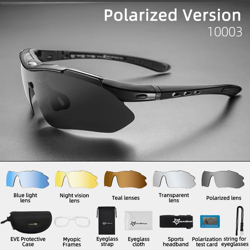 Gafas de ciclismo polarizadas ROCKBROS, gafas de sol deportivas para hombre, gafas de protección para ciclismo de montaña o carretera, 5 lentes