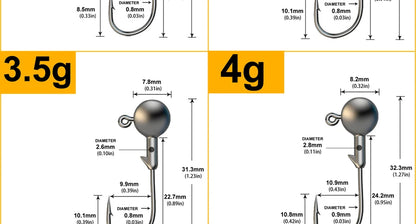 JYJ 1g 2g 3g 4g 5g 10g 20g 22g 25g 28g anzuelo de pesca con cabeza plomada, señuelo de pesca con cebo duro, gusano blando, anzuelo de pesca