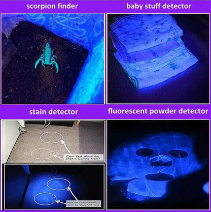 USB Rechargeable UV Flashlight For Pet Urine Detection Resin Cured 395nm UV Flashlight Black Light Zoom