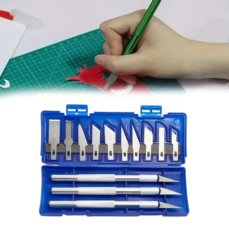 13pcs Aluminum Alloy Carving Knife Tool Set - Perfect For Paper-cut, Handcraft & Model Making!