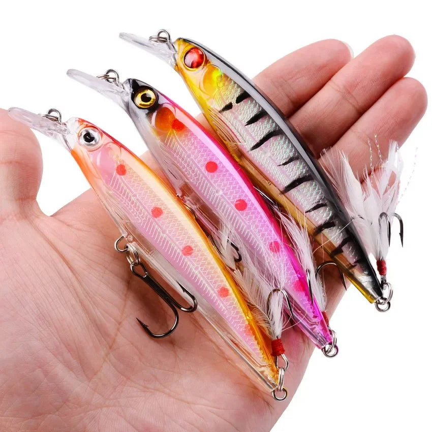 1PCS Laser Minnow Fishing Lure 11CM 13G pesca hooks fish wobbler tackle crankbait artificial japan hard bait swimbait