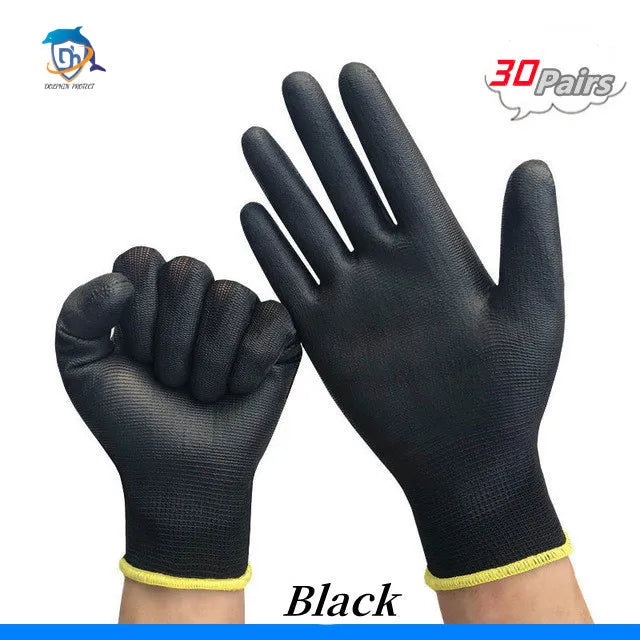 10/20 Pair Logo Free Polyurethane Gloves Safety Work Gloves Repair Gloves Palm Coated Gloves Carpenter Repairman Supplies