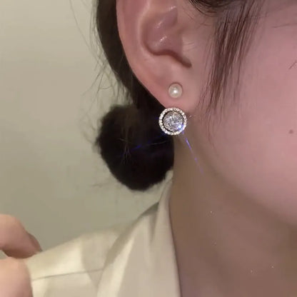 2022 Nueva tendencia Pendientes largos de perlas de simulación Pendientes colgantes de boda con diamantes de imitación y flores para mujer Pendientes de joyería coreana de moda