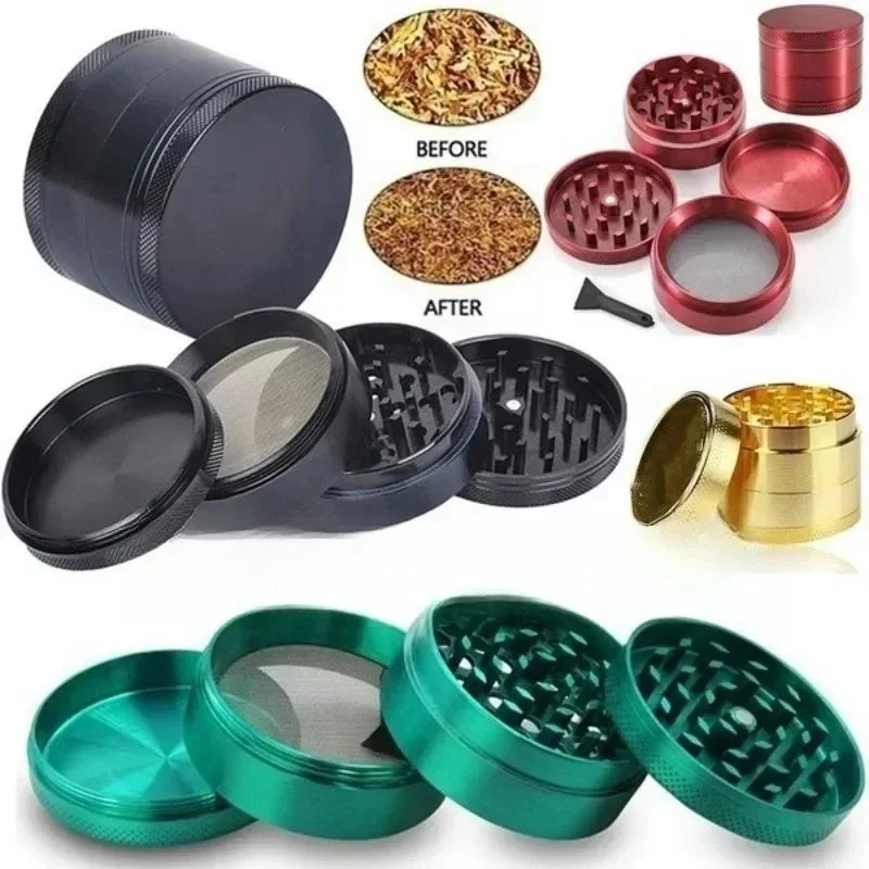 1.6/2inch Metal Herb Grinder 4-Layers Spice Nut Crusher Mortar Mill Grass Raw Tobacco Grinder Smoking Accessories Kitchen Tool